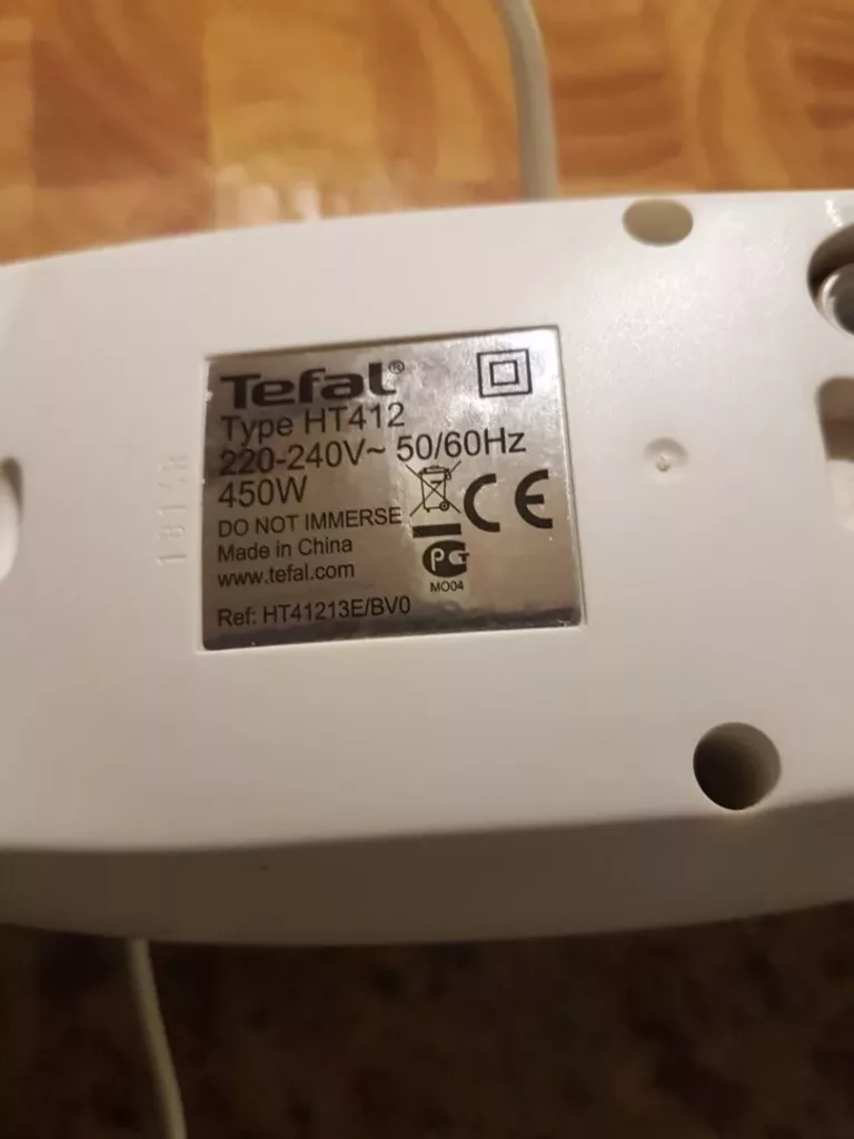 Tabliczka znamionowa miksera ręcznego Tefal Prepline HT41213E/BV0