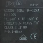 Tabliczka znamionowa elektrozaworu Jiayin JYZ-4P do żelazka Philips