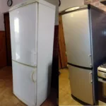 Renowacja lodówki Gorenje wymiana uchwytu drzwi oraz montaż folii INOX