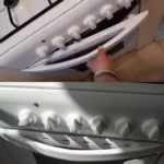Wymiana uchwytu w piekarniku kuchenki Indesit - widok przed i po naprawie