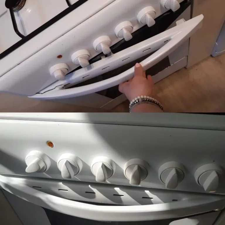 Wymiana uchwytu w piekarniku kuchenki Indesit - widok przed i po naprawie