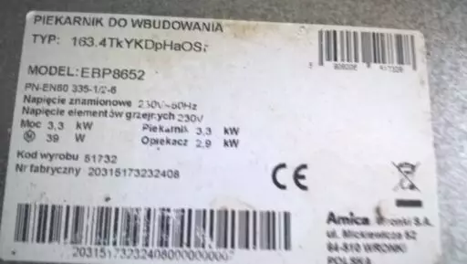Naprawa piekarnika Amica EBP 8652 A - naprawiaj, nie wyrzucaj