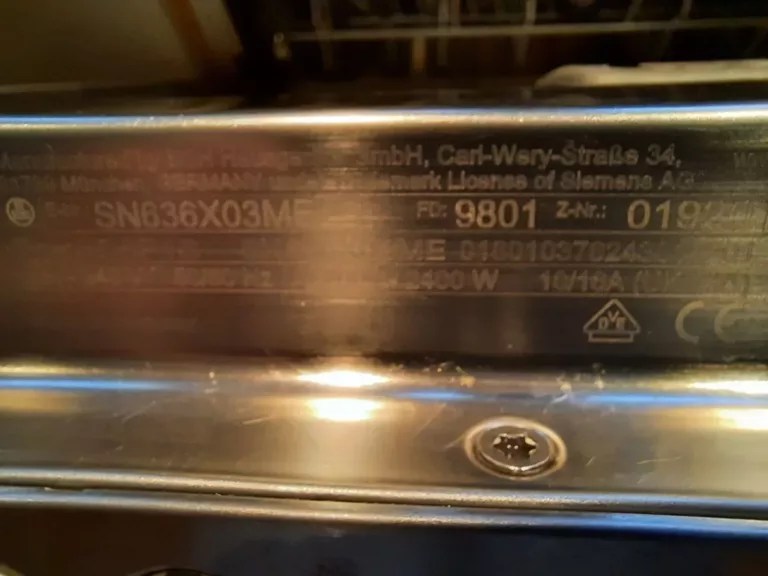 Tabliczka znamionowa zmywarki Siemens SN636X03ME/41