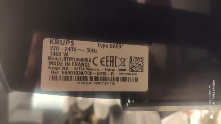 Tabliczka znamionowa ekspres Krups EA9010