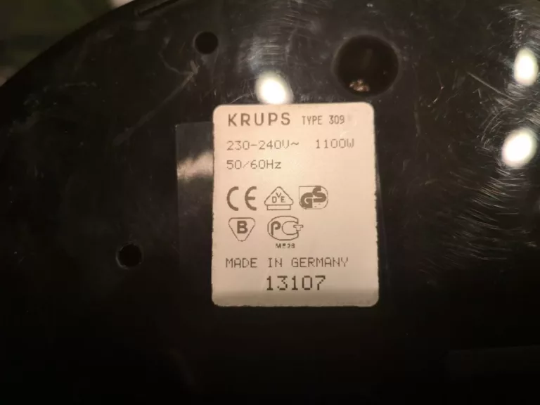 Tabliczka znamionowa w ekspresie Krups 309 PROAROMA 1100W