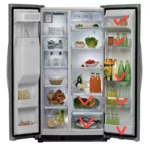 Otwarta lodówka side by side Whirlpool 20RU-D3L A+