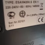 Tabliczka znamionowa ekspresu do kawy DeLonghi Magnifica ESAM4200.S EX1