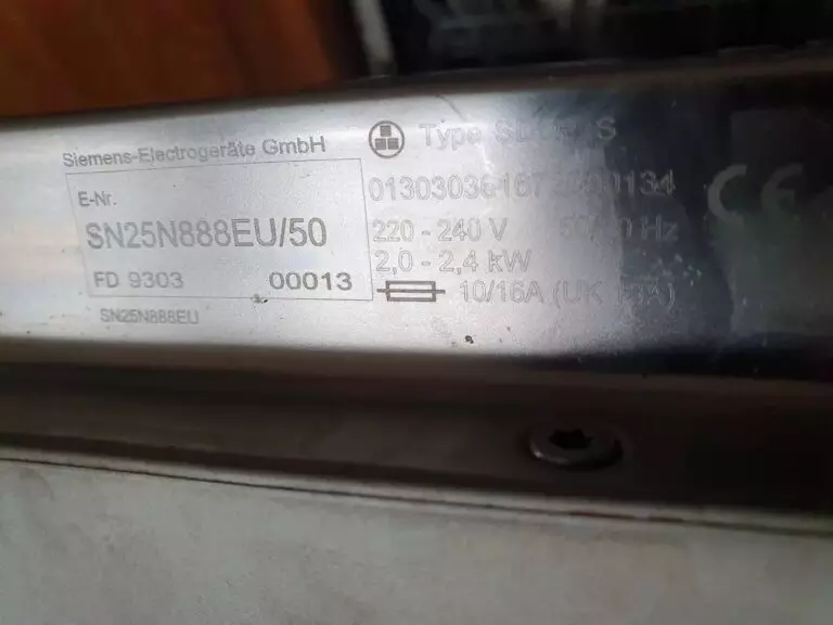 Tabliczka znamionowa zmywarki Siemens SN25N888EU/50