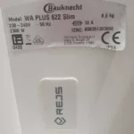 Tabliczka znamionowa pralki Bauknecht WA PLUS 622 SLIM