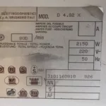 Tabliczka znamionowa pralki Candy D4.82X
