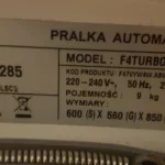 Tabliczka znamionowa pralki LG F4TURBO9S F47VYW4WABWQWPL