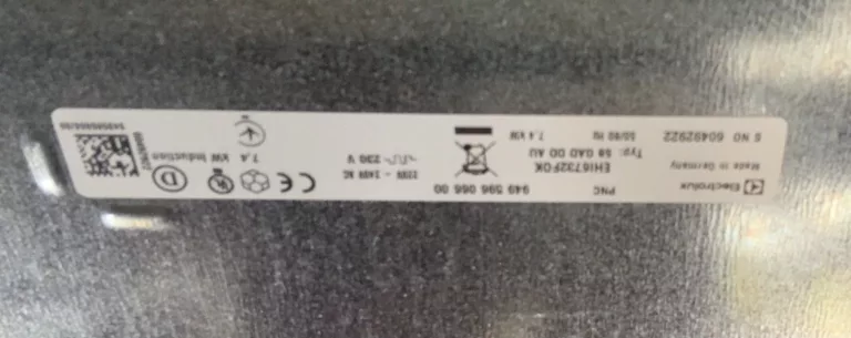 Tabliczka znamionowa płyty indukcyjnej Electrolux EHI6732FOK DS1 949596066-00