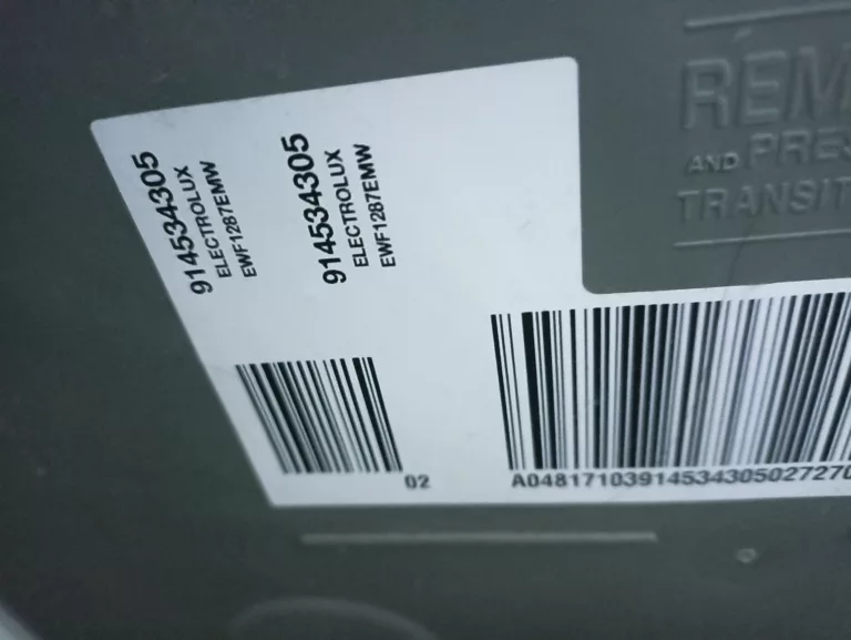 Tabliczka znamionowa pralki Electrolux EWF1287EMW PNC: 91453430501