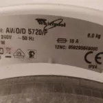 Tabliczka znamionowa pralki Whirlpool AWO/D 5720/P 859295849000