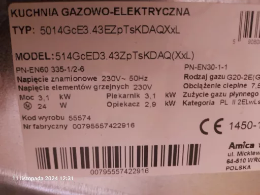 Przetarte pokrętła w kuchence gazowo-elektrycznej Amica 514GcED3.43ZpTsKDAQ(XxL)