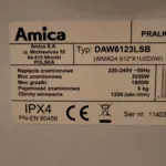 Tabliczka znamionowa pralki Amica DAW 6123 LSB