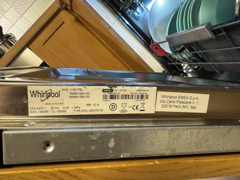 Tabliczka znamionowa zmywarki Whirlpool DWL-DEA701B
