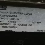 Tabliczka znamionowa piekarnika Beko BIMT 22400 MCS typ BBEAG04N