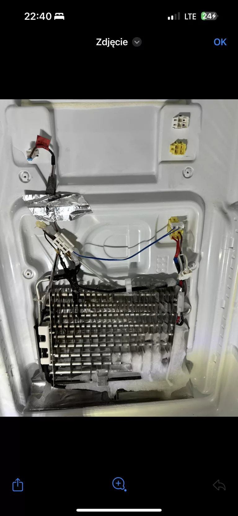 Zamarzanie parownika w lodówce Samsung RS7567THCSP/EF - widoczne oblodzenie - instrukcja wymiany grzałki