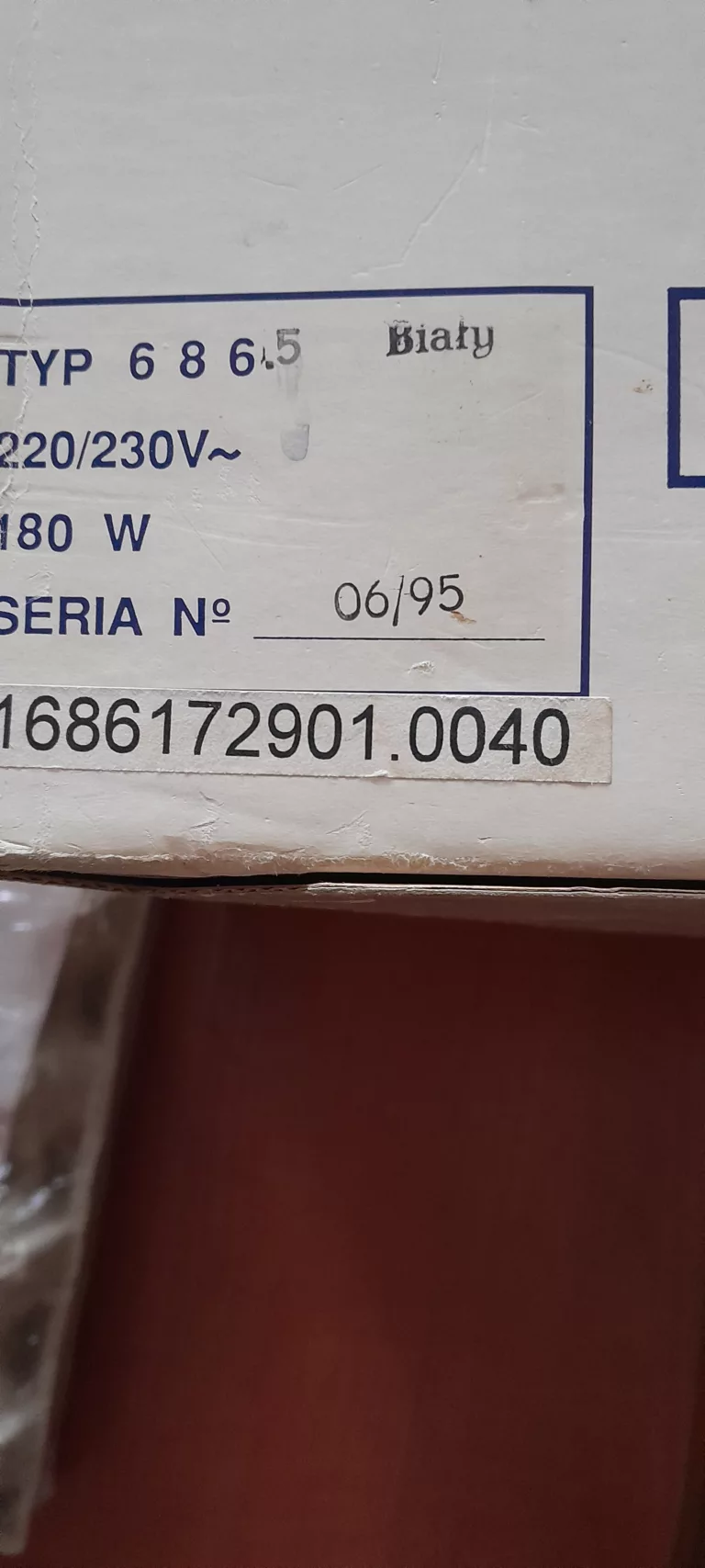 Tabliczka znamionowa maszynki do mielenia Zelmer Dorota 686.5