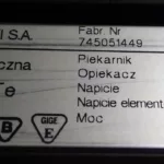 Tabliczka znamionowa kuchenki elektrycznej Amica C602.734TE 18831