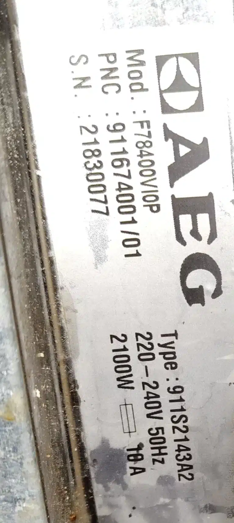 Tabliczka znamionowa zmywarki AEG F78400VI0P