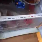 Zniszczony front szuflady na warzywa do lodówki Indesit TAAN3